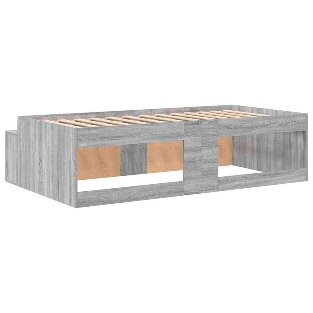 Bed Frame with Drawer Grey Sonoma 70 x 190 cm Engineered Wood