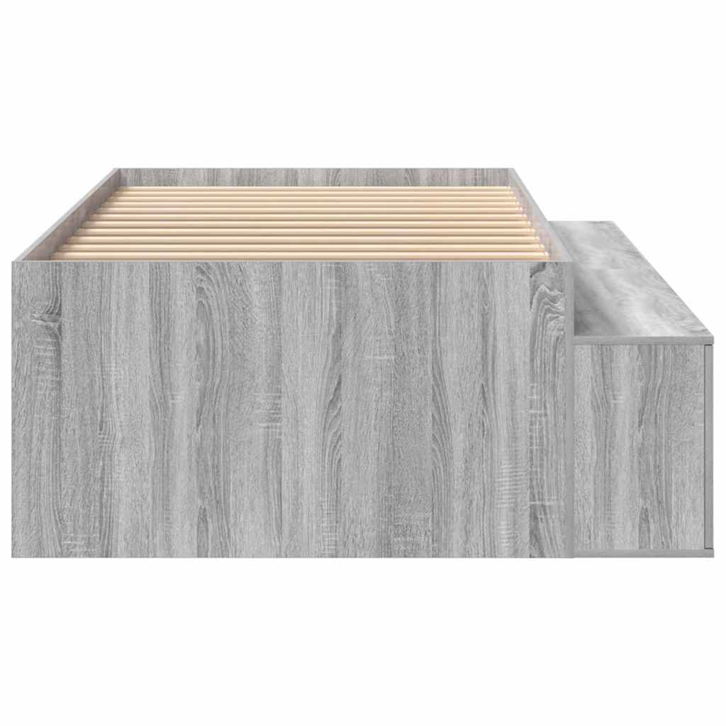 Bed Frame with Drawer Grey Sonoma 70 x 190 cm Engineered Wood