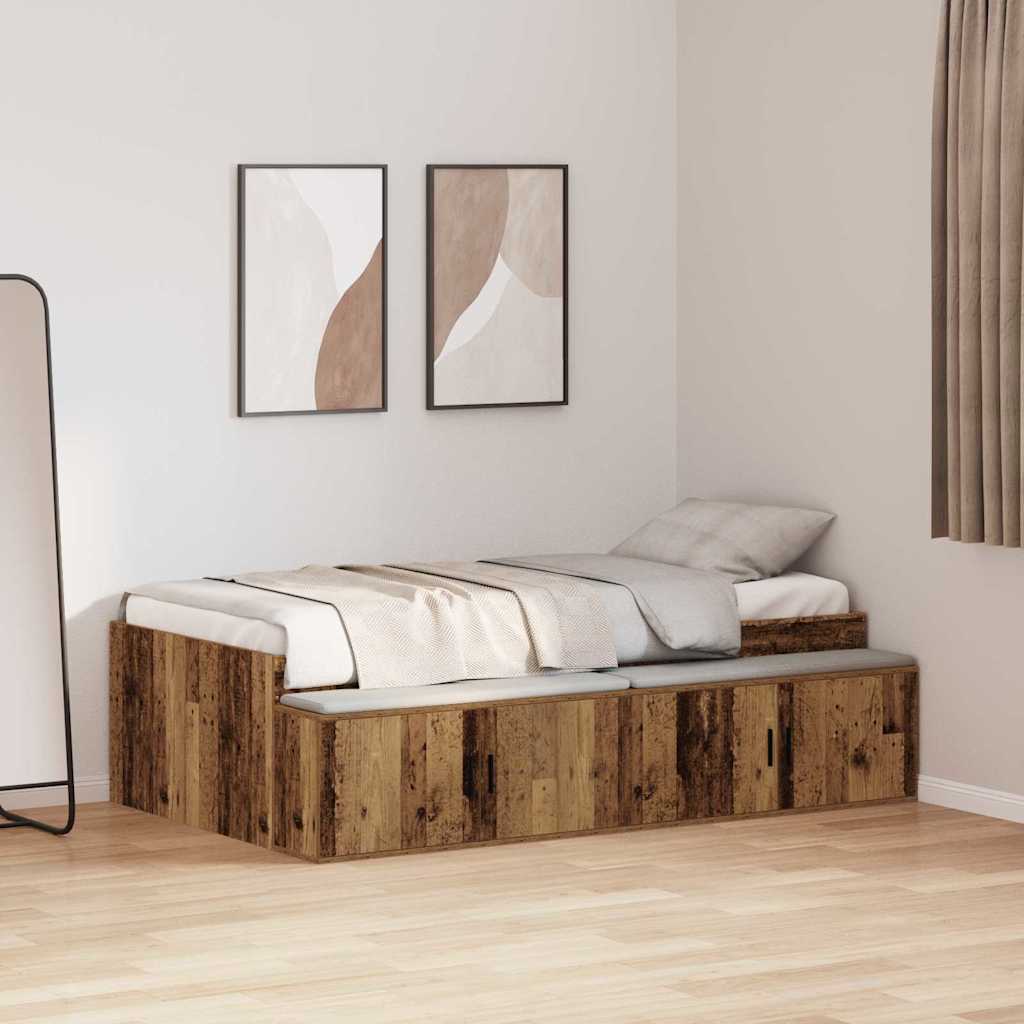 Bed Frame with Drawer Old Wood 70 x 190 cm Engineered Wood