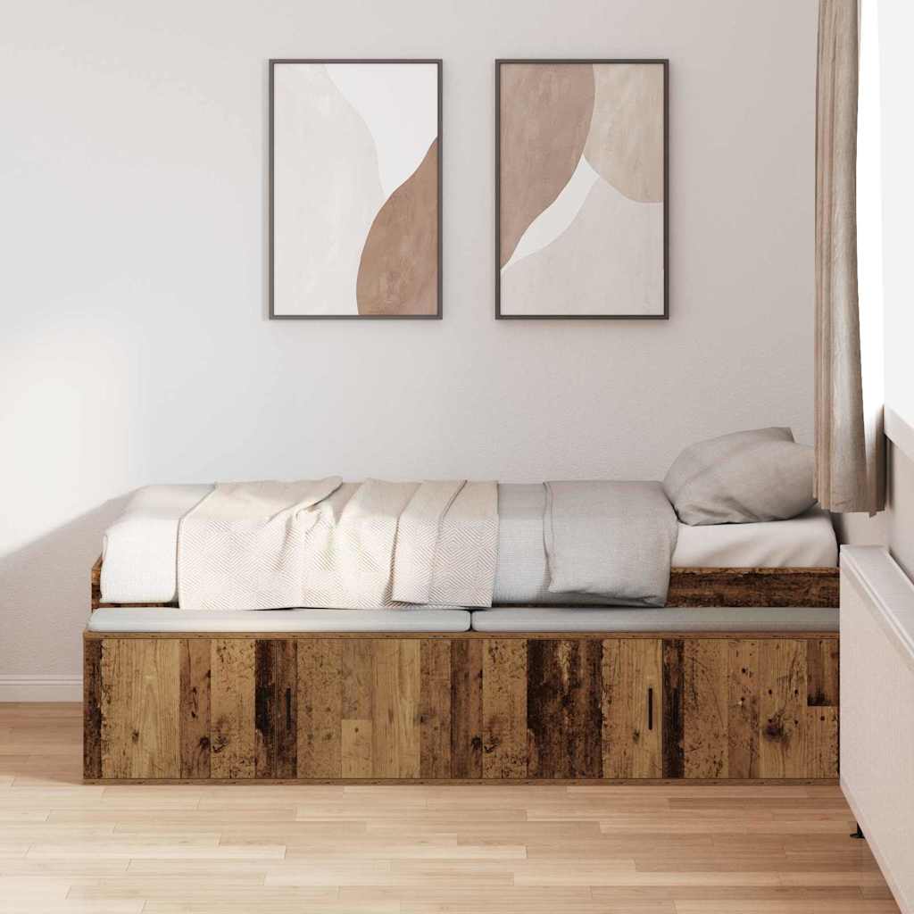 Bed Frame with Drawer Old Wood 70 x 190 cm Engineered Wood