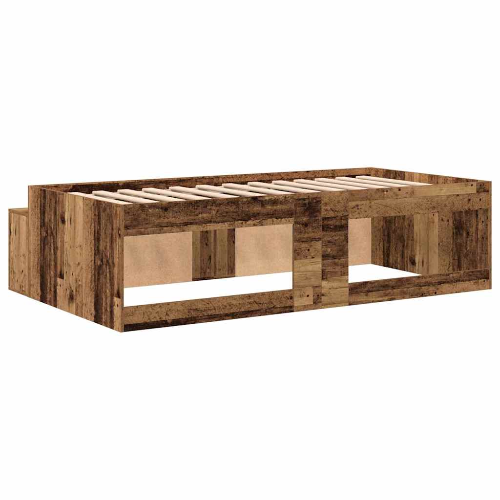 Bed Frame with Drawer Old Wood 70 x 190 cm Engineered Wood