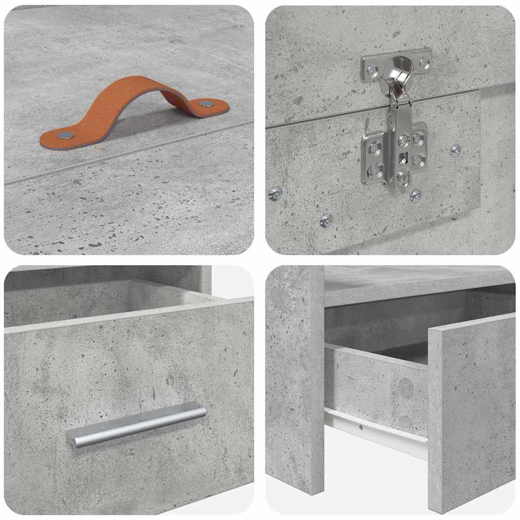 Bed Frame Concrete Grey 98.5 x 200 cm Engineered Wood