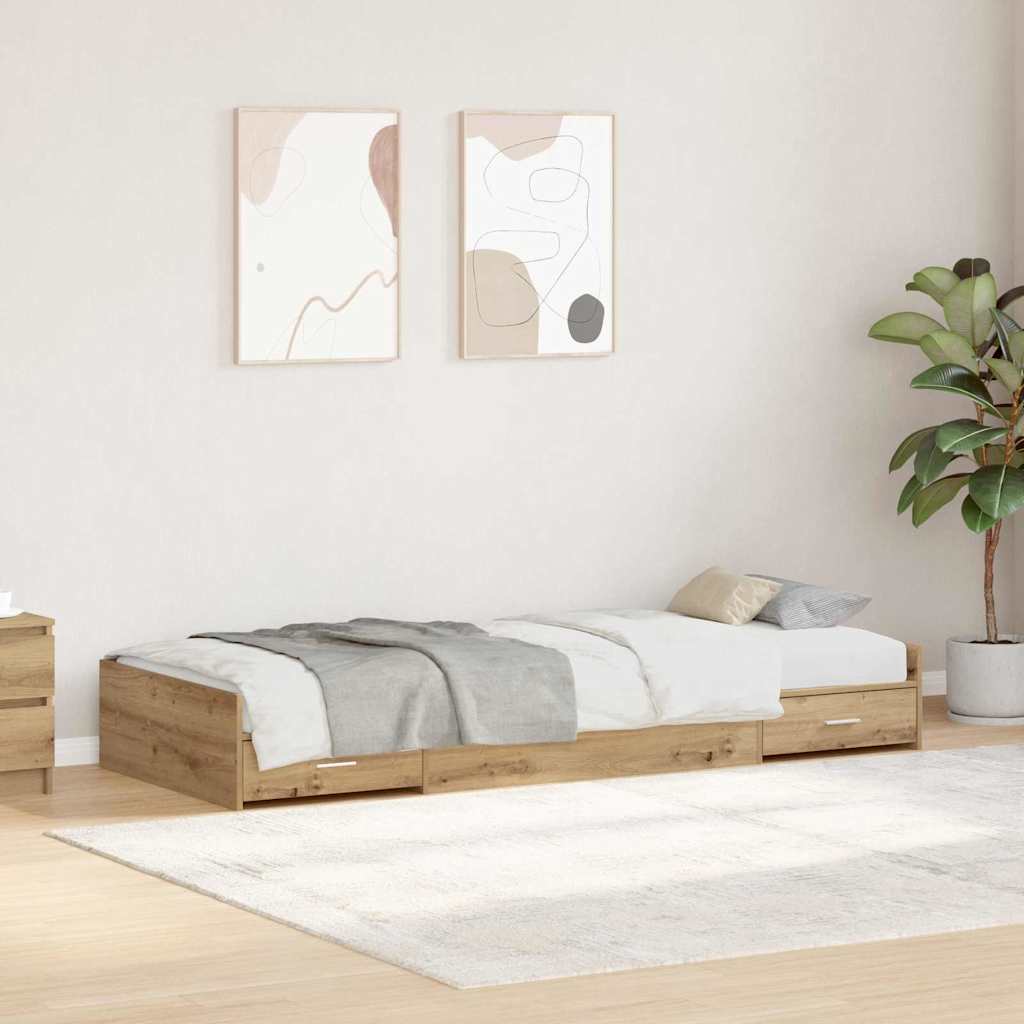 Bed Frame with Drawer Artisan Oak 90 x 200 cm Engineered Wood