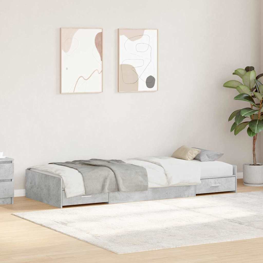 Bed Frame with Drawer Concrete Grey 80 x 200 cm Engineered Wood
