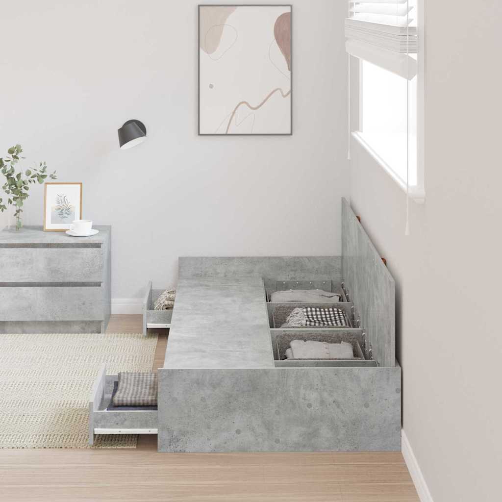 Bed Frame with Drawer Concrete Grey 80 x 200 cm Engineered Wood
