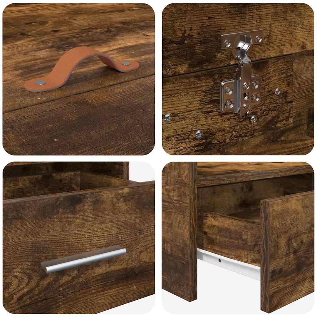 Bed Frame with Headboard Smoked Oak 80 x 200 cm Engineered Wood