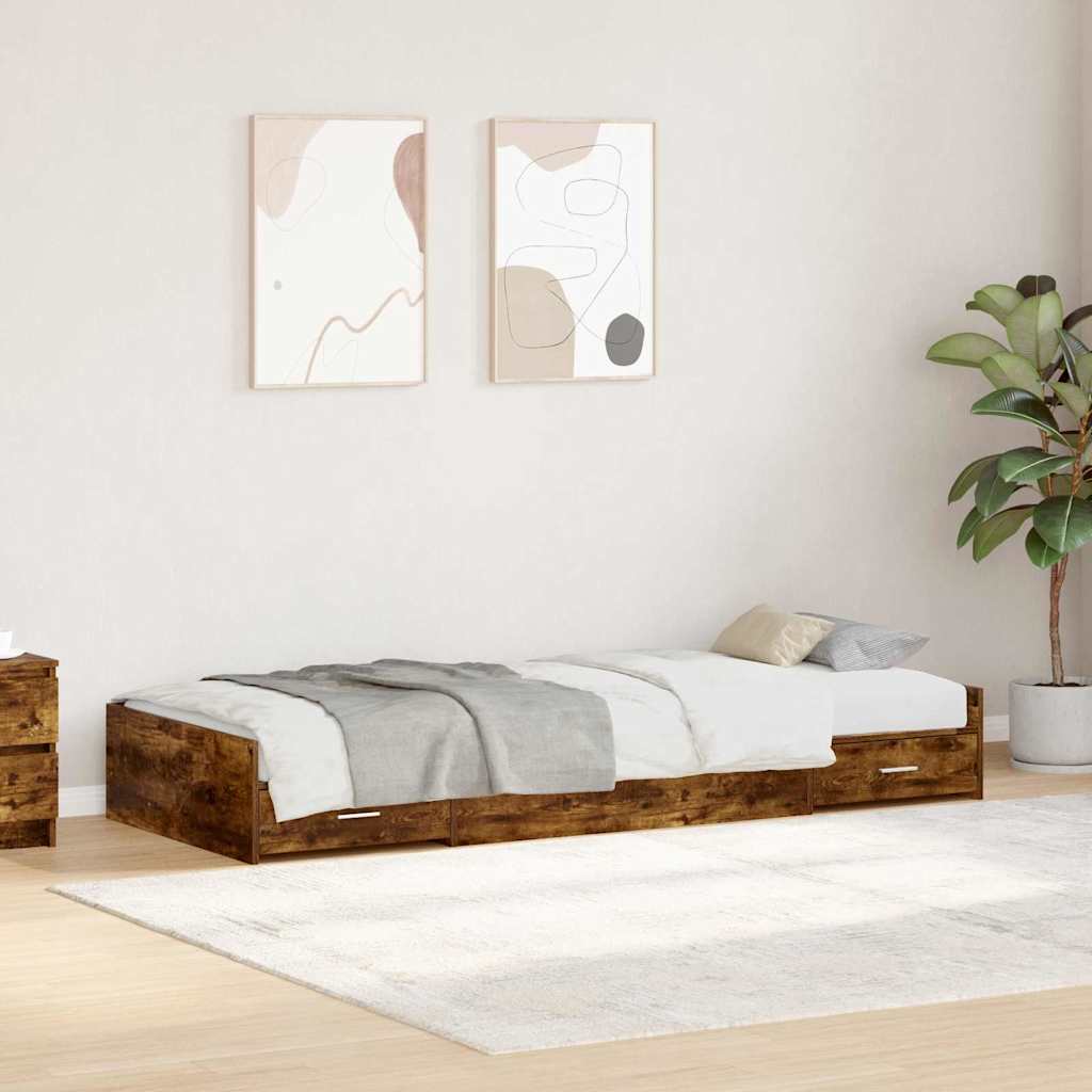 Bed Frame with Headboard Smoked Oak 80 x 200 cm Engineered Wood