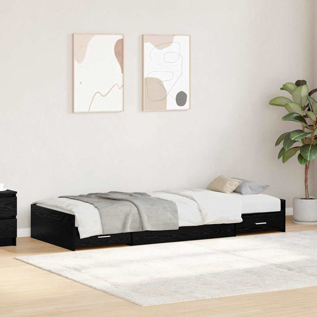 Bed Frame with Headboard Black Oak 90 x 190 cm Engineered Wood