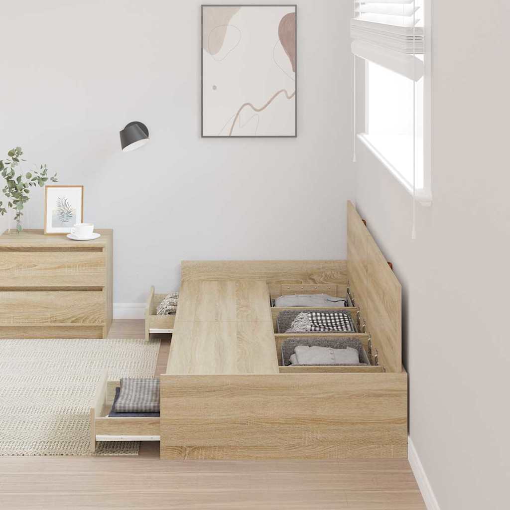 Bed Frame with Headboard Sonoma Oak 90 x 190 cm Engineered Wood