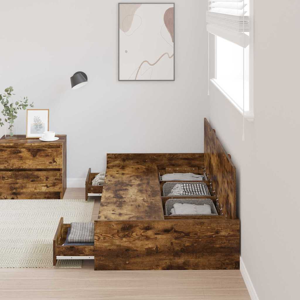 Bed Frame with Headboard Old Wood 90 x 190 cm Engineered Wood