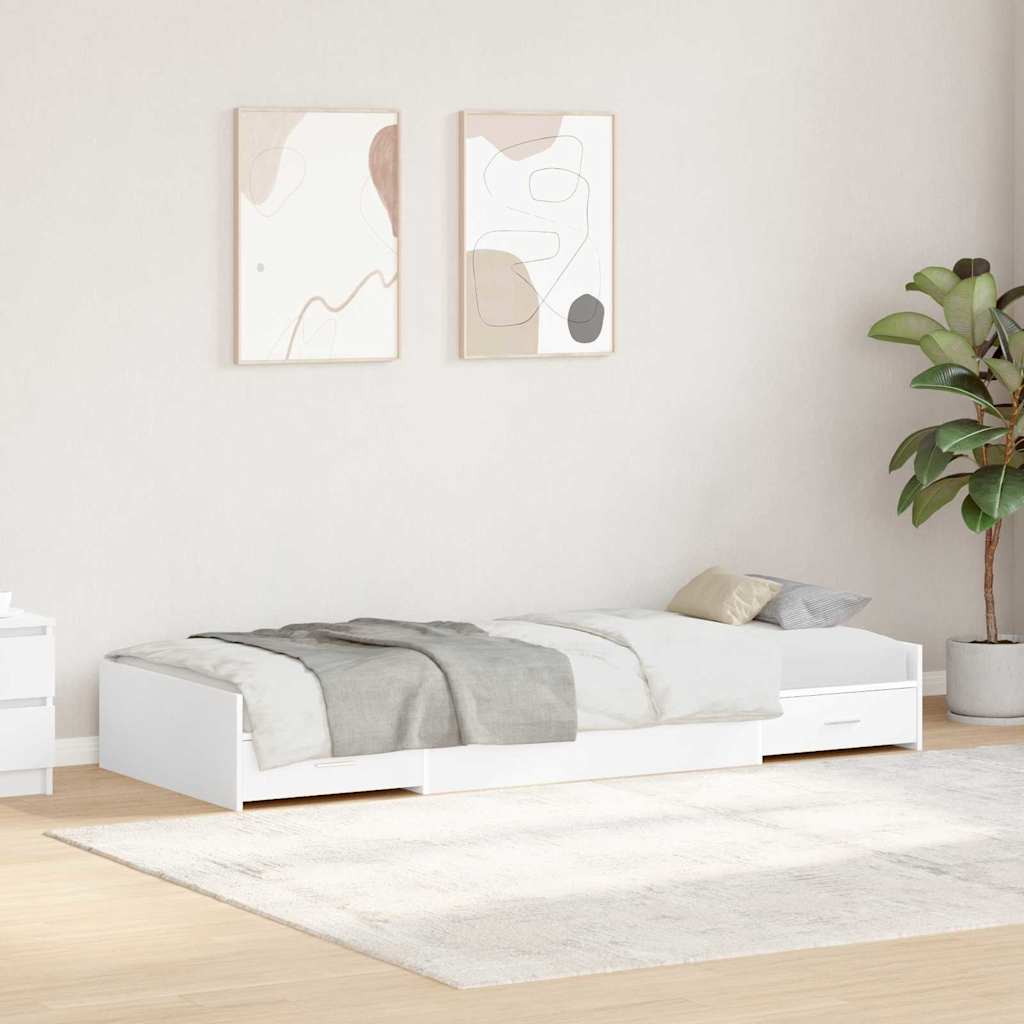 Bed Frame with Headboard White 75 x 190 cm Engineered Wood