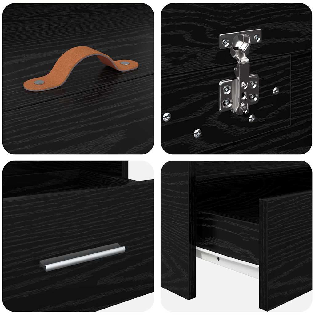 Bed Frame with Headboard Black Oak 75 x 190 cm Engineered Wood