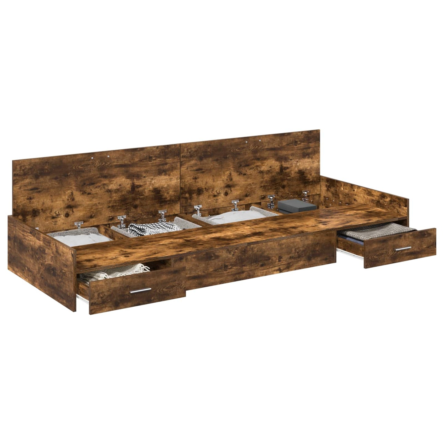 Bed Frame with Headboard Smoked Oak 75 x 190 cm Engineered Wood