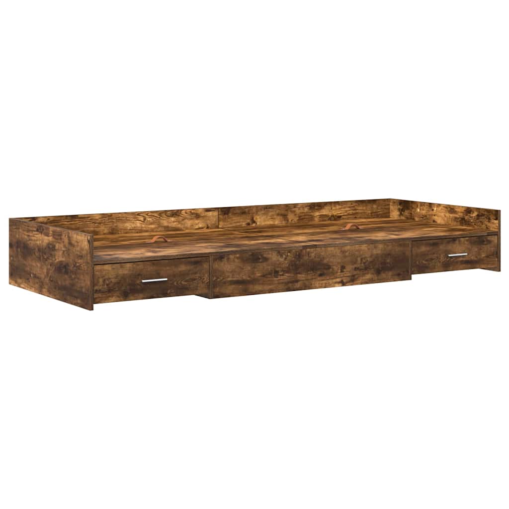 Bed Frame with Headboard Smoked Oak 75 x 190 cm Engineered Wood