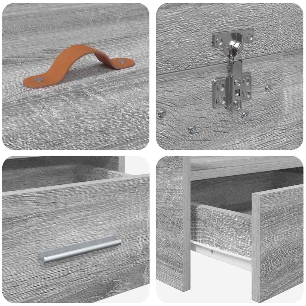 Bed Frame with Drawer Grey Sonoma 75 x 190 cm Engineered Wood