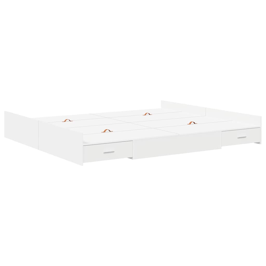 Storage Bed Frame White 200 x 200 cm Engineered Wood