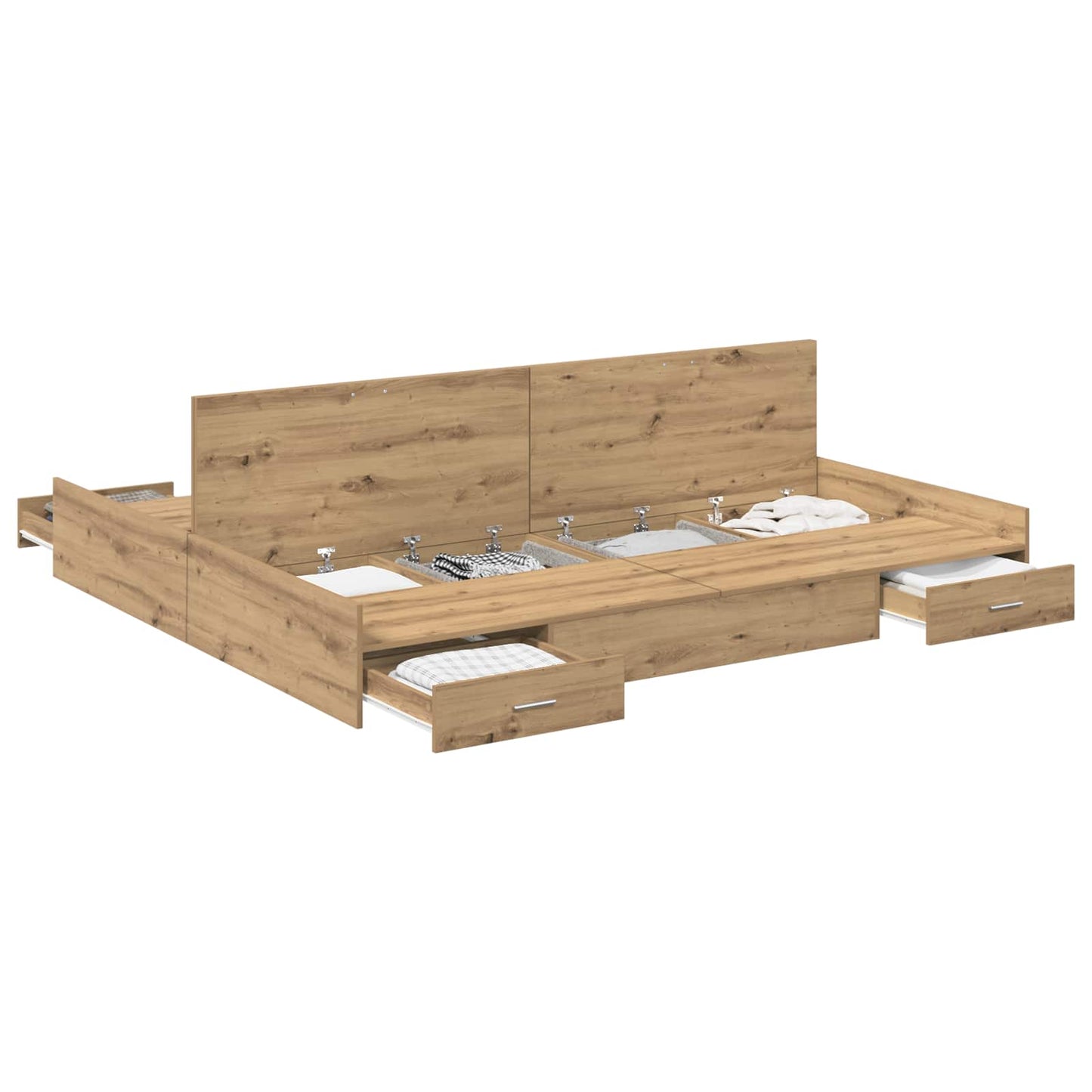 Storage Bed Frame Artisan Oak 200 x 200 cm Engineered Wood