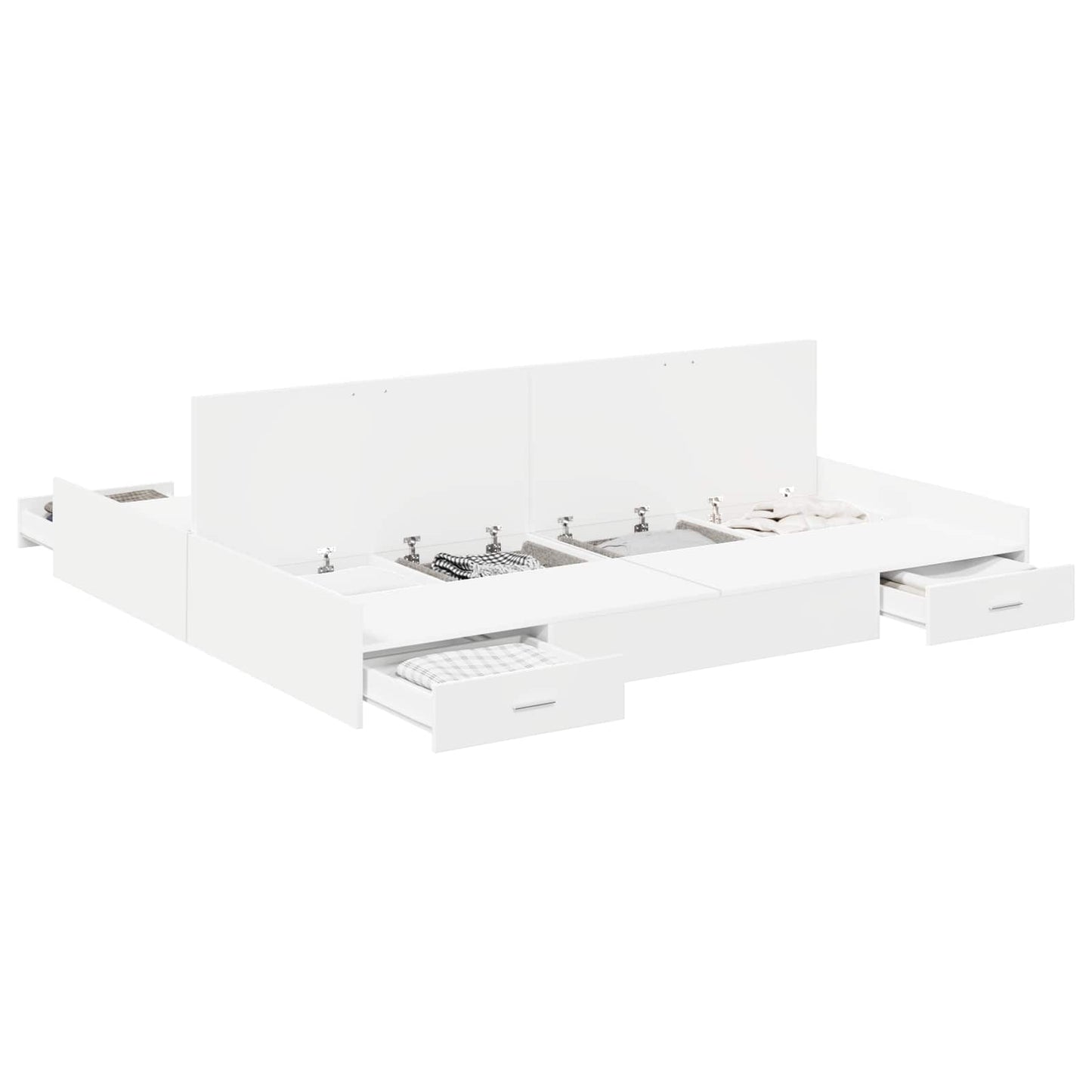 Storage Bed Frame White 180 x 200 cm Engineered Wood