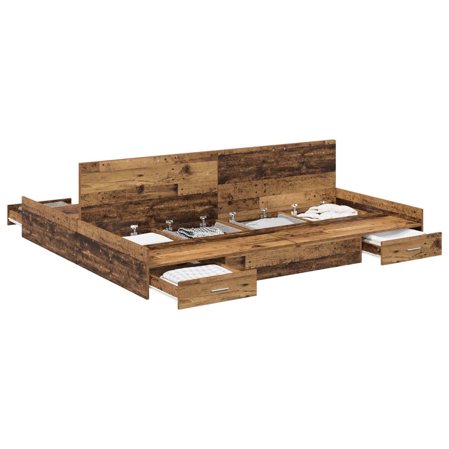 Storage Bed Frame Old Wood 180 x 200 cm Engineered Wood