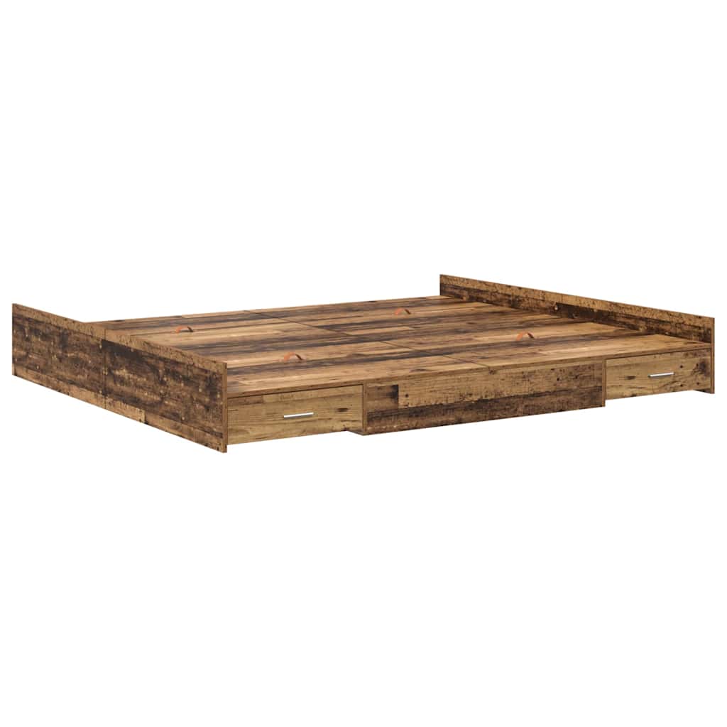 Storage Bed Frame Old Wood 180 x 200 cm Engineered Wood