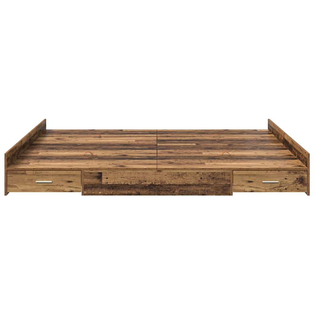 Storage Bed Frame Old Wood 180 x 200 cm Engineered Wood