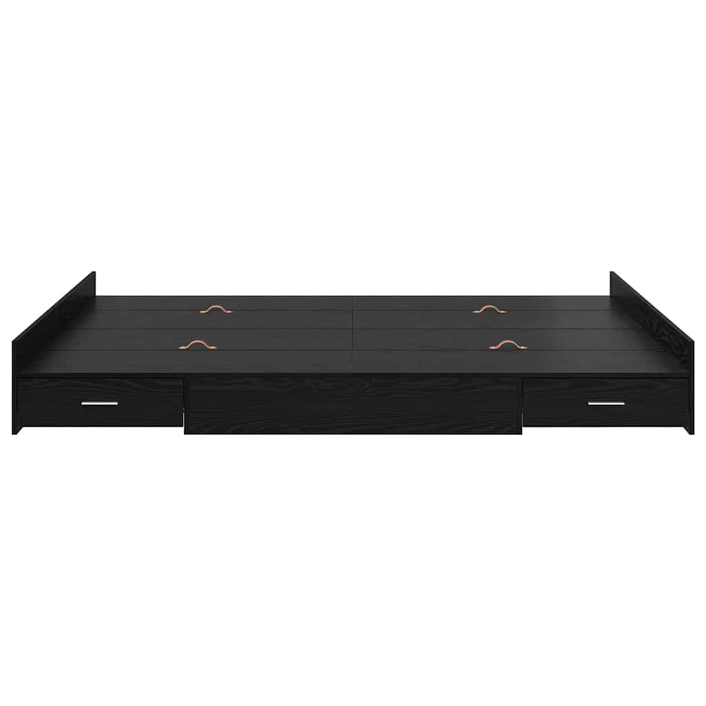 Storage Bed Frame Black Oak 160 x 200 cm Engineered Wood