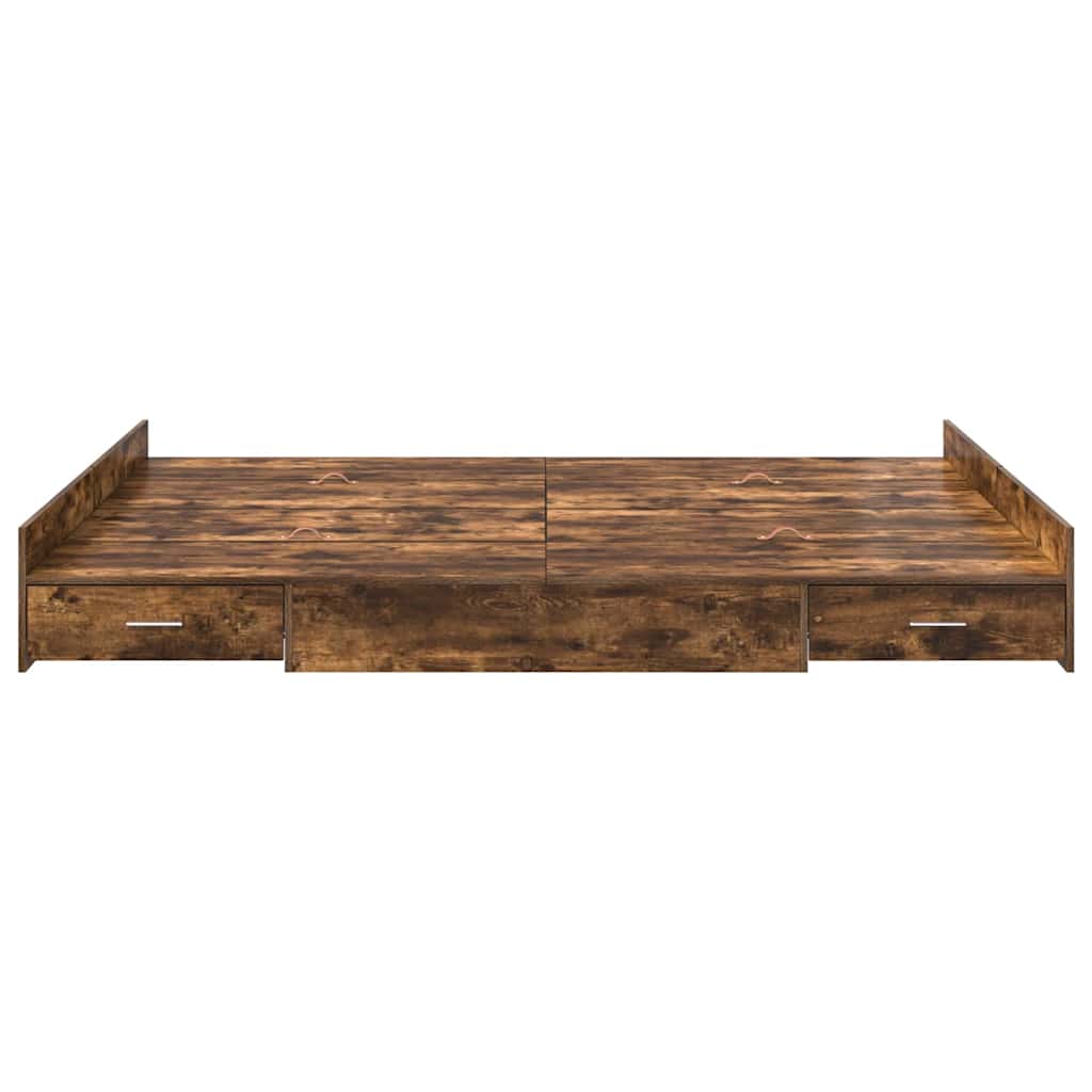 Storage Bed Frame Smoked Oak 160 x 200 cm Engineered Wood