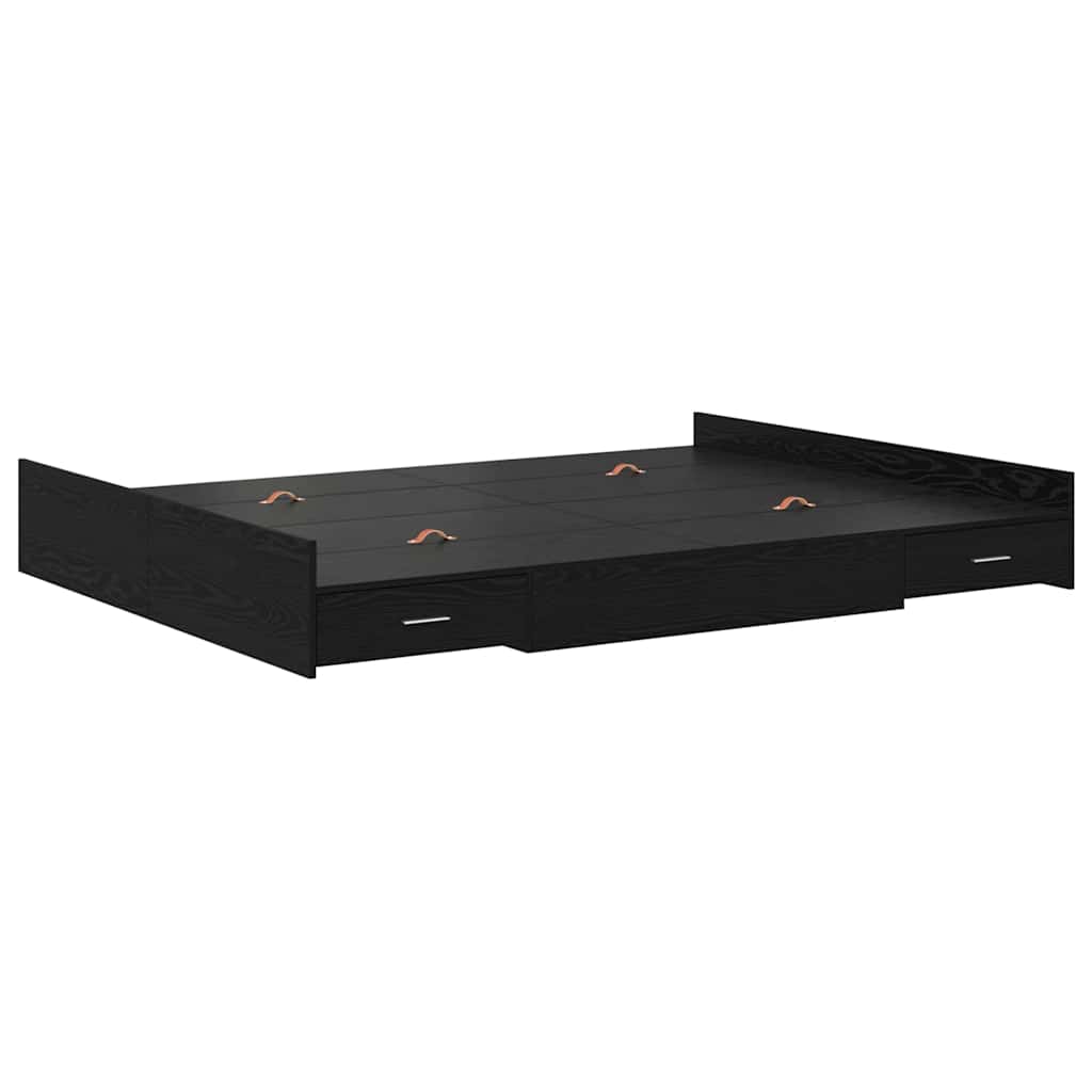 Storage Bed Frame Black Oak 150 x 200 cm Engineered Wood