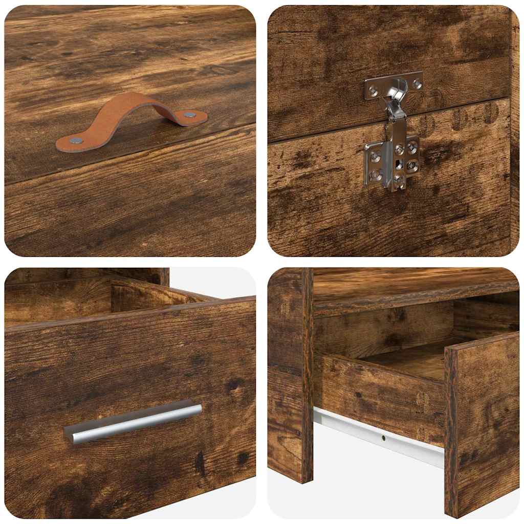 Storage Bed Frame Smoked Oak 150 x 200 cm Engineered Wood