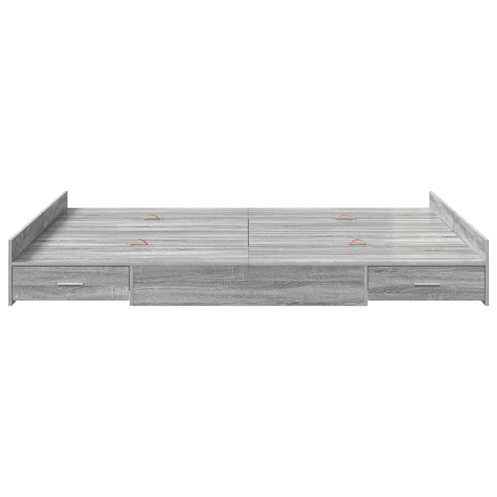 Storage Bed Frame Grey Sonoma 150 x 200 cm Engineered Wood