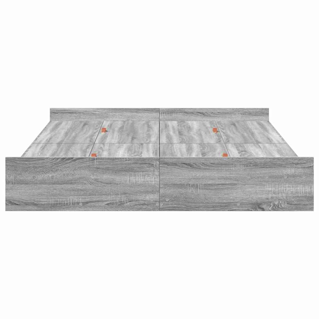 Storage Bed Frame Grey Sonoma 150 x 200 cm Engineered Wood