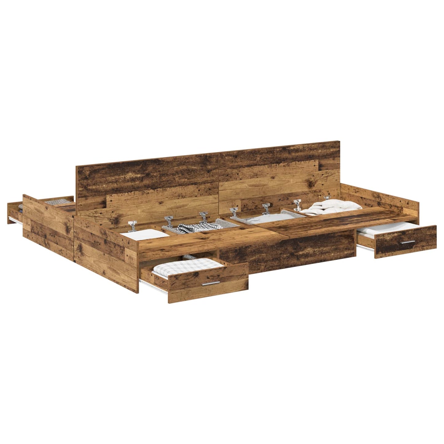Storage Bed Frame Old Wood 150 x 200 cm Engineered Wood