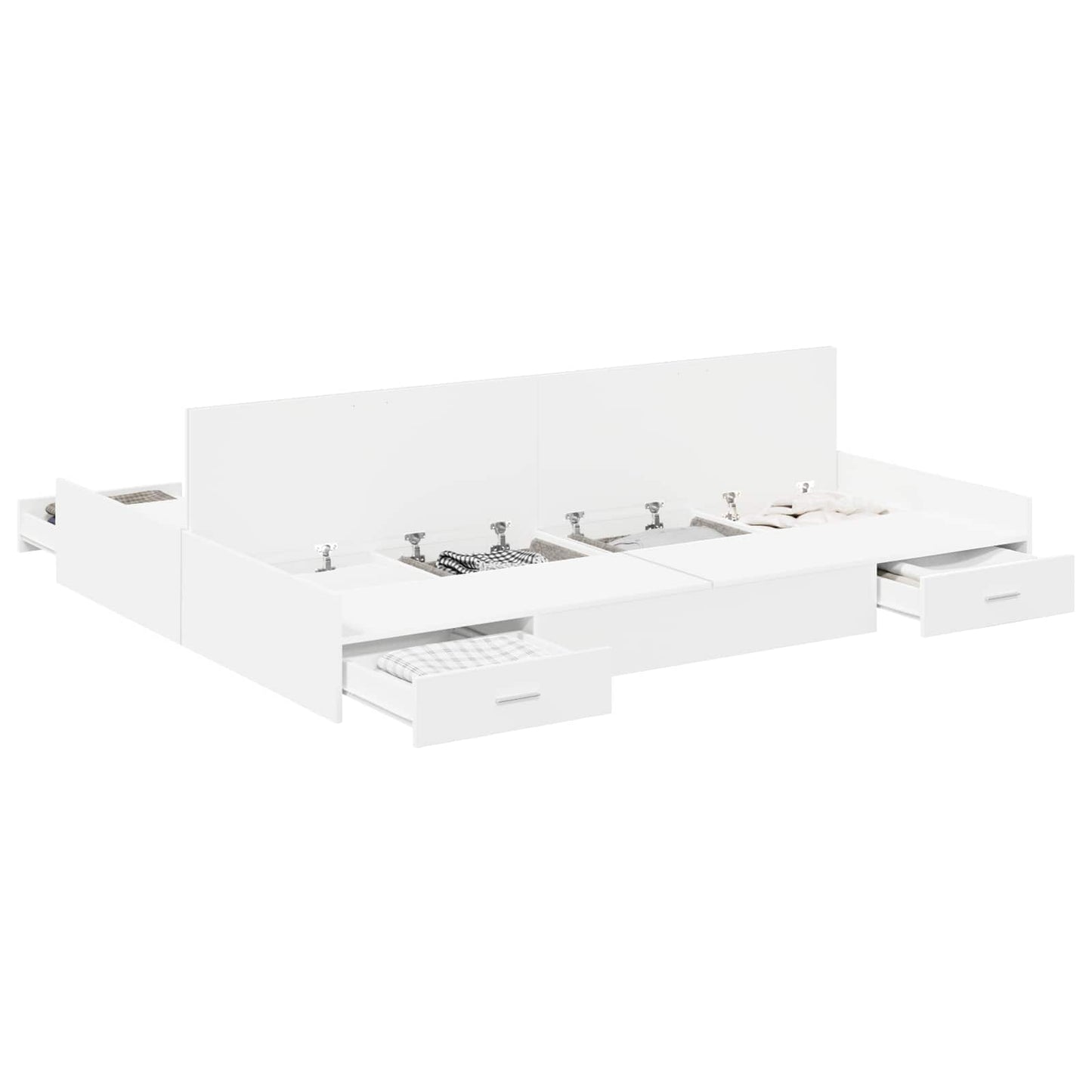 Storage Bed Frame White 140 x 200 cm Engineered Wood