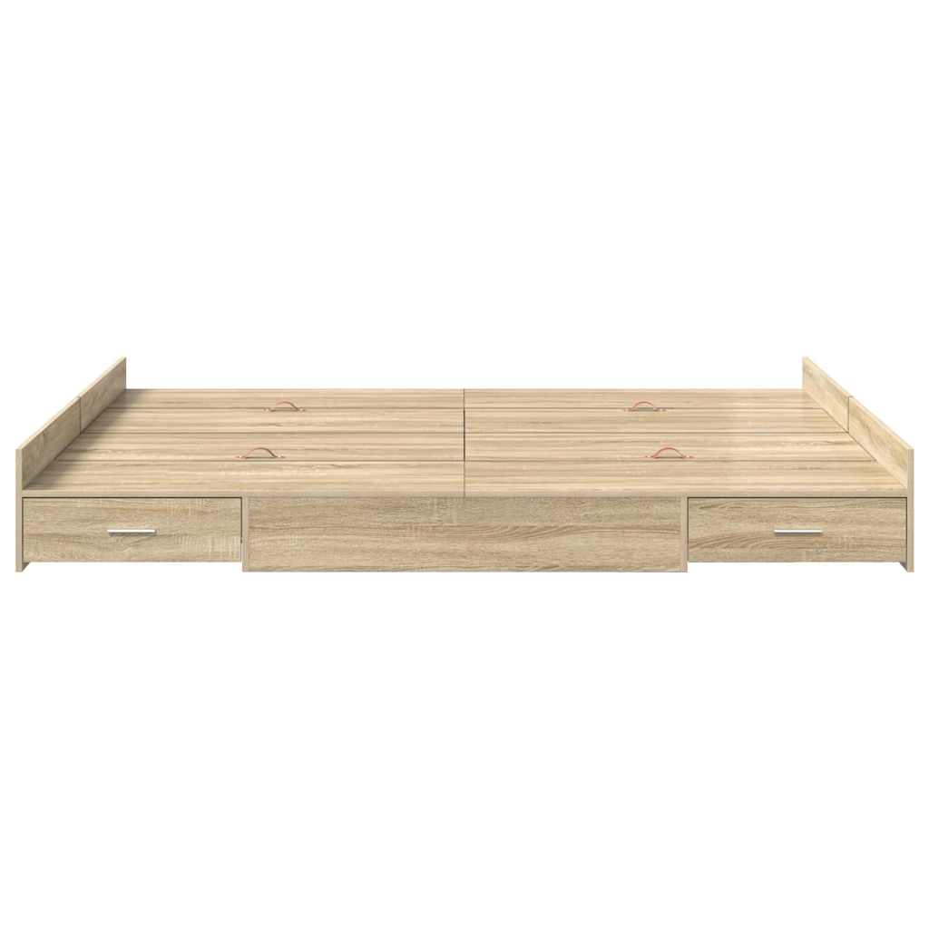 Storage Bed Frame Sonoma Oak 140 x 200 cm Engineered Wood