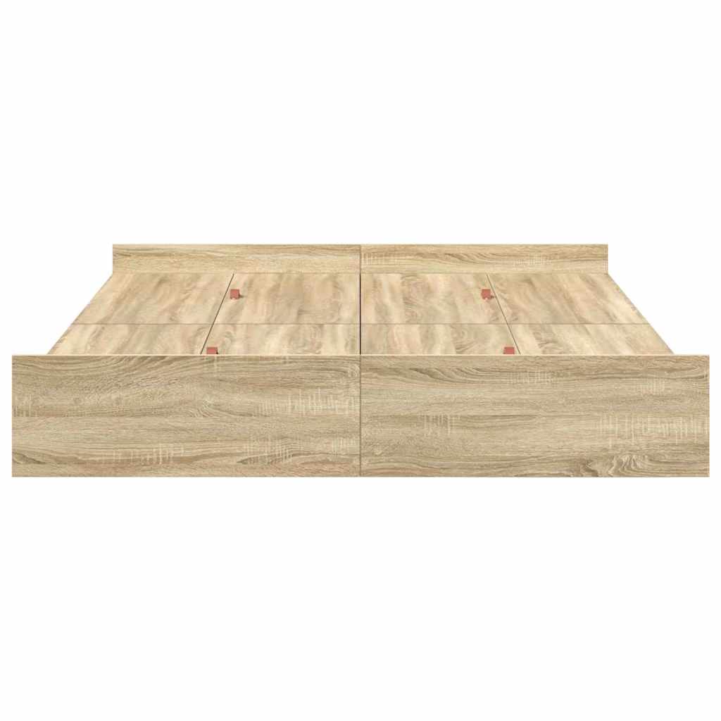 Storage Bed Frame Sonoma Oak 140 x 200 cm Engineered Wood