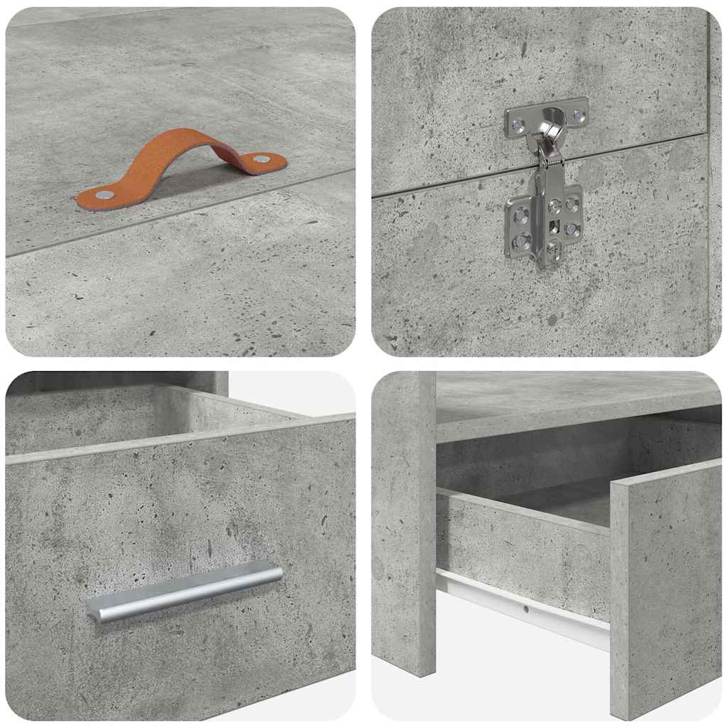 Storage Bed Frame Concrete Grey 140 x 200 cm Engineered Wood