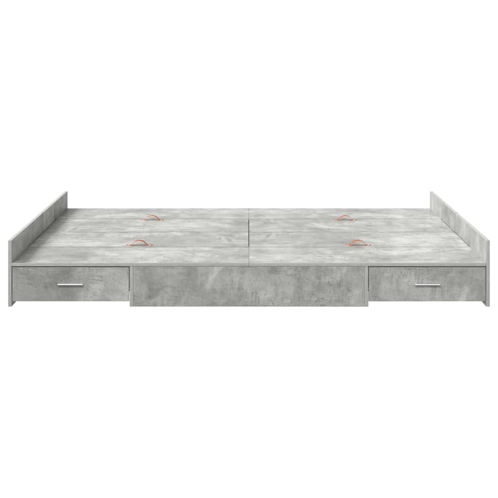 Storage Bed Frame Concrete Grey 140 x 200 cm Engineered Wood