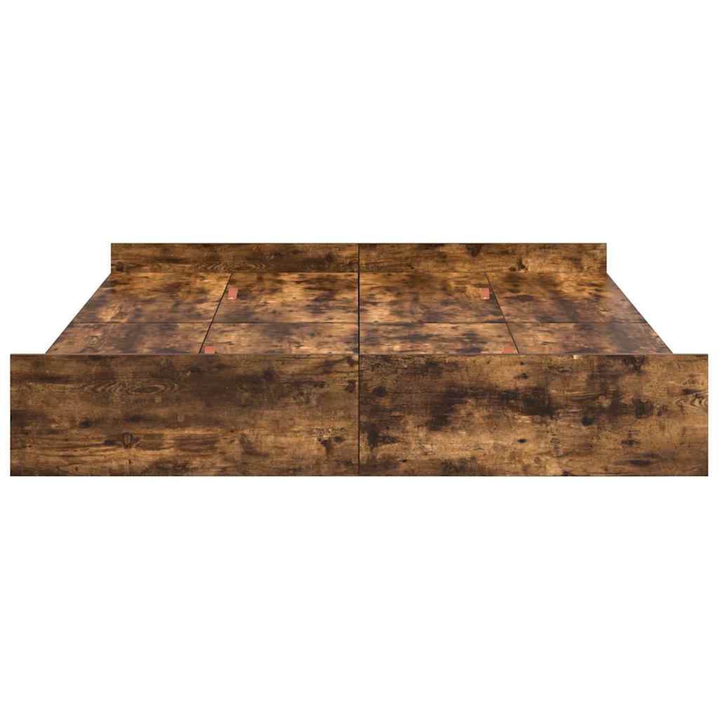 Storage Bed Frame Smoked Oak 140 x 200 cm Engineered Wood