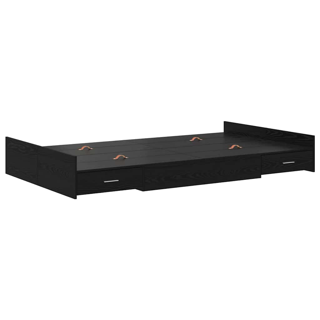 Storage Bed Frame Black Oak 120 x 200 cm Engineered Wood