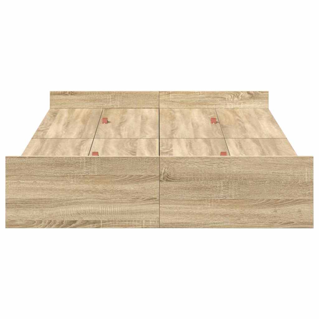 Storage Bed Frame Sonoma Oak 120 x 200 cm Engineered Wood