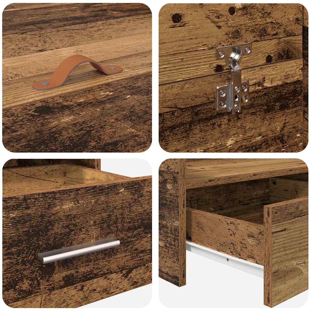 Storage Bed Frame Old Wood 120 x 200 cm Engineered Wood