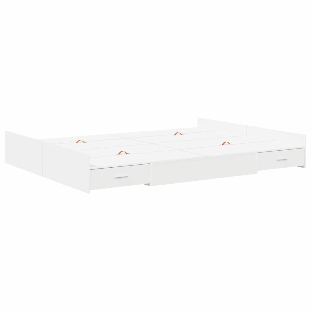 Storage Bed Frame White 140 x 190 cm Engineered Wood