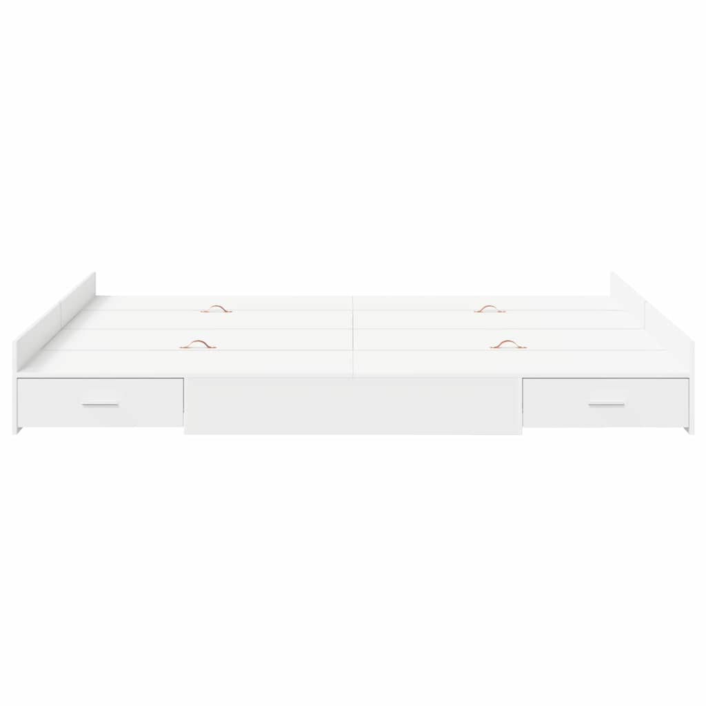 Storage Bed Frame White 140 x 190 cm Engineered Wood