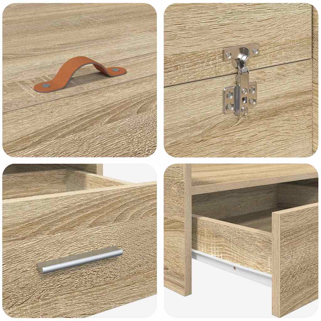 Storage Bed Frame Sonoma Oak 140 x 190 cm Engineered Wood