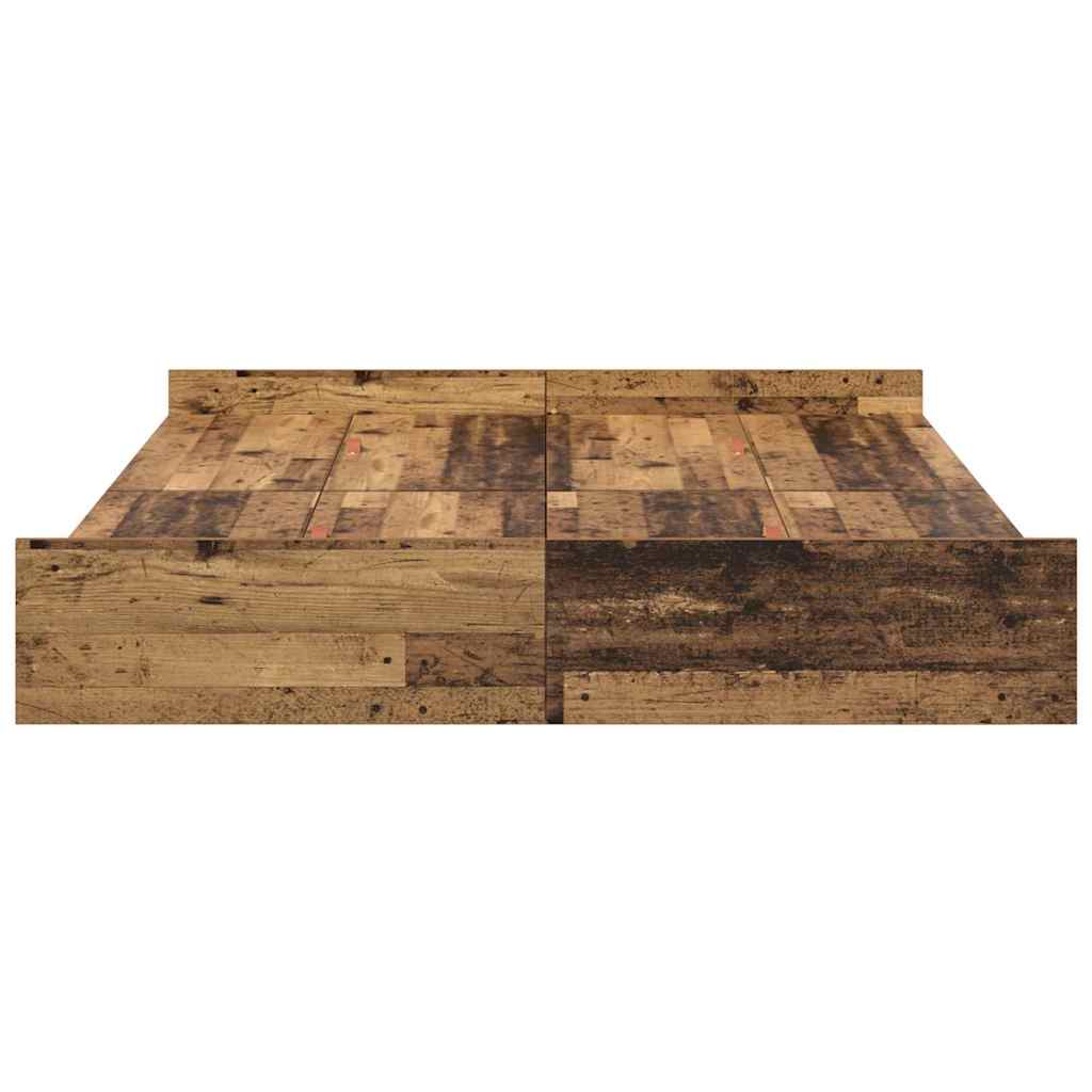 Storage Bed Frame Old Wood 140 x 190 cm Engineered Wood