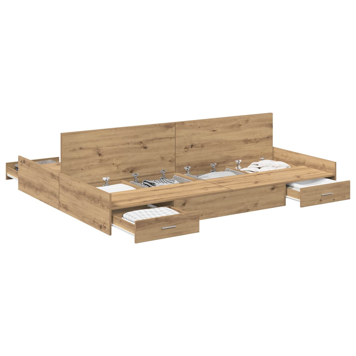 Storage Bed Frame Artisan Oak 140 x 190 cm Engineered Wood
