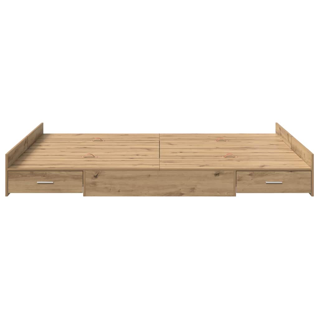 Storage Bed Frame Artisan Oak 140 x 190 cm Engineered Wood