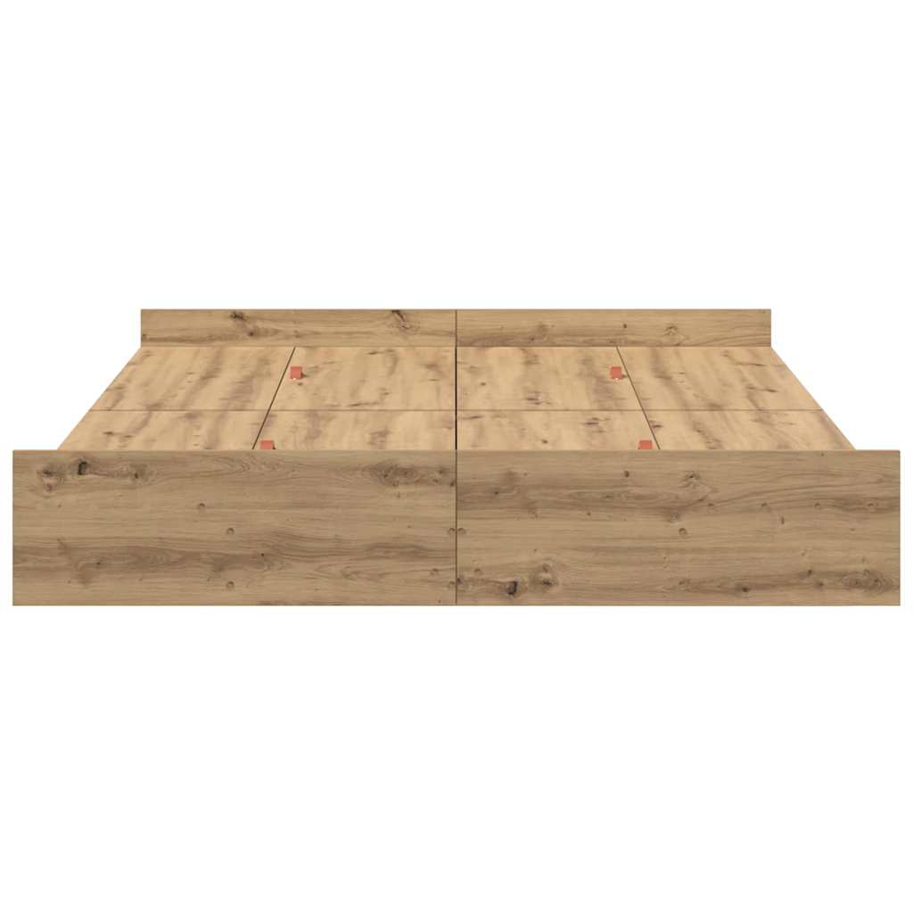 Storage Bed Frame Artisan Oak 140 x 190 cm Engineered Wood