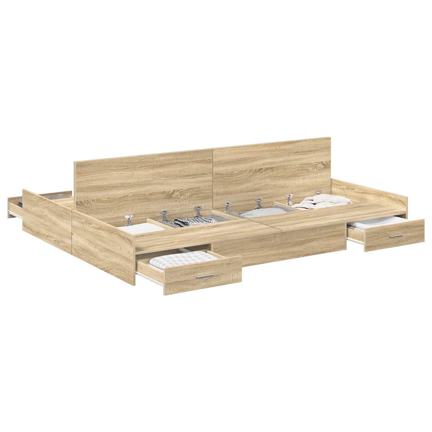 Storage Bed Frame Sonoma Oak 135 x 190 cm Engineered Wood