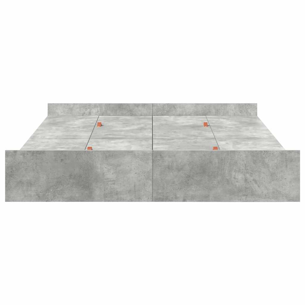 Storage Bed Frame Concrete Grey 135 x 190 cm Engineered Wood